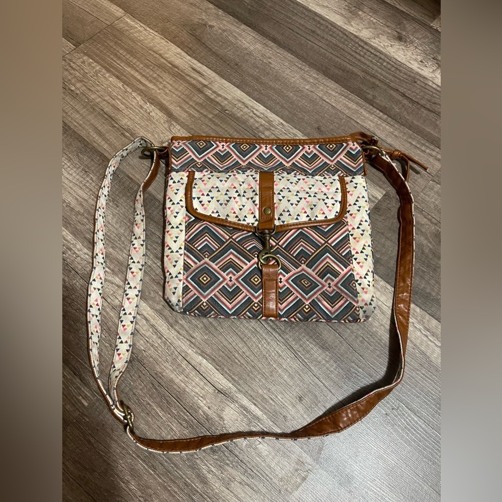 Boho shabby chic patchwork crossbody bag faux leather there Festivalcore pink
